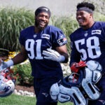 Deatrich Wise and Keionta Davis at Patriots training camp.