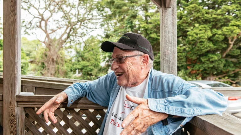 Alan Dershowitz sits on front porch on Martha's Vineyard