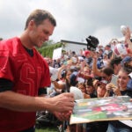 Tom Brady at Patriots training camp in 2017.