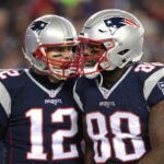 Tom Brady and Martellus Bennett in 2016.
