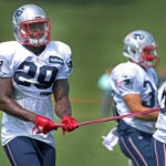 Running back Sony Michel at Patriots practice.