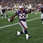 Ralph Webb scores a Patriots touchdown in preseason.