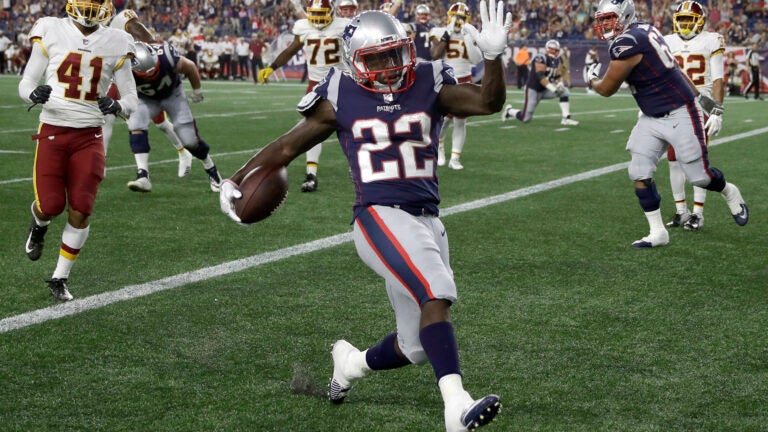 Ralph Webb scores a Patriots touchdown in preseason.