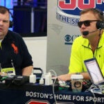 Marc Bertrand and Scott Zolak on "radio row" before Super Bowl LI in 2017.