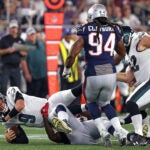 Adam Butler sacks Nick Foles in the Patriots' preseason game with the Eagles.