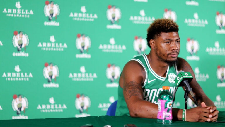 Marcus Smart during Celtics media day in 2018.