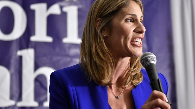 Lori Trahan speaks after a close win in the Democratic Primary.