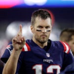 Tom Brady on the sideline during the Patriots-Colts game.