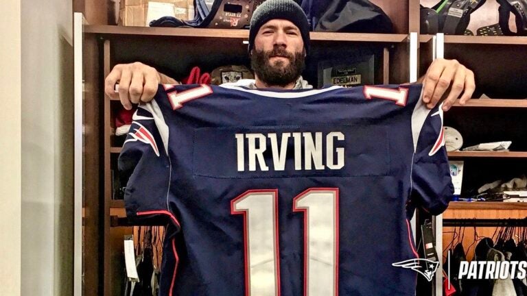 The No. 11 jersey swap is complete: Julian Edelman gets Kyrie Irving his  own Patriots jersey