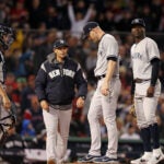 Aaron Boone makes a Yankees pitching change.