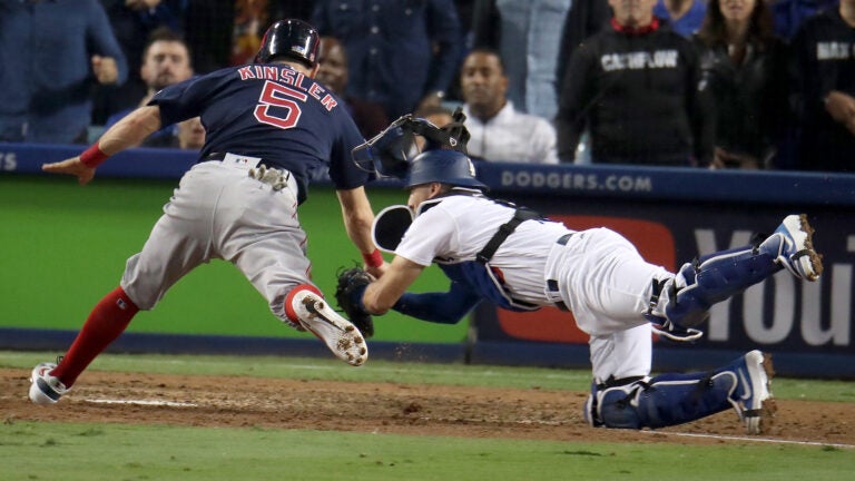 Ian Kinsler during Game 3 of the World Series.