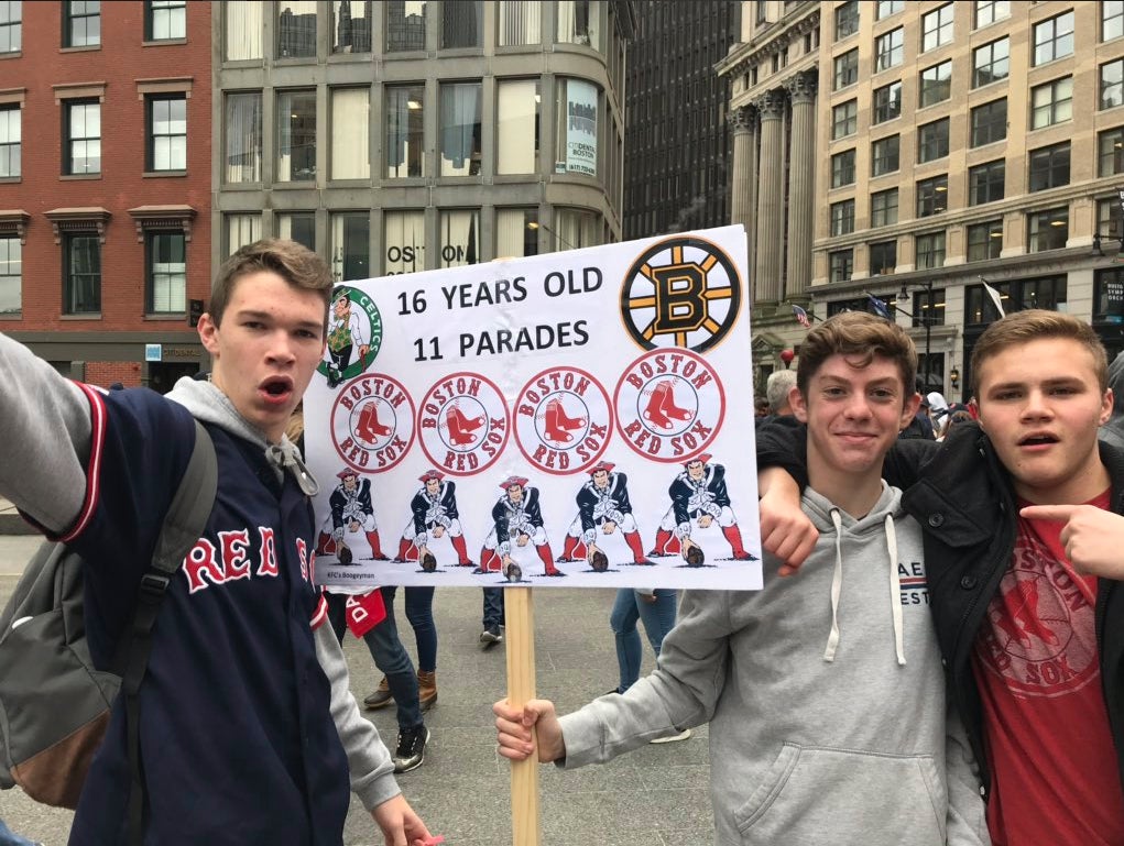 South Shore students play hooky for Patriots parade