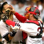 Alex Rodriguez and Jason Varitek fight in 2004.