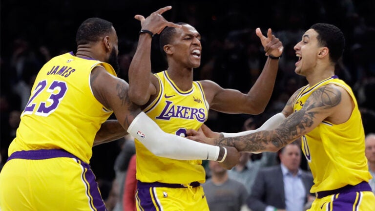 Rajon Rondo, LeBron James, Kyle Kuzma, Los Angeles Lakers