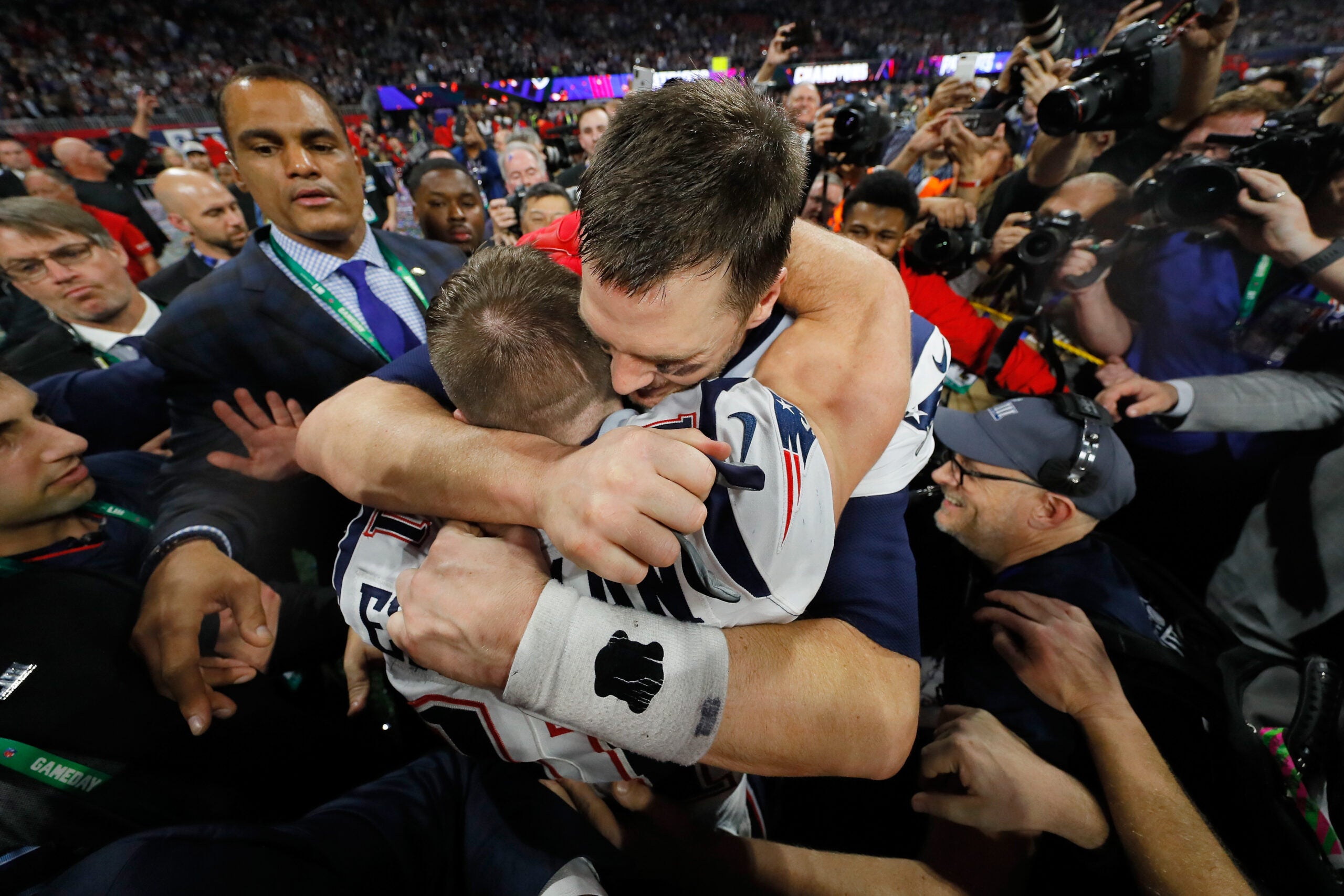 Julian Edelman on his lengthy hug with Tom Brady: 'I think he held me, I  didn't hold him