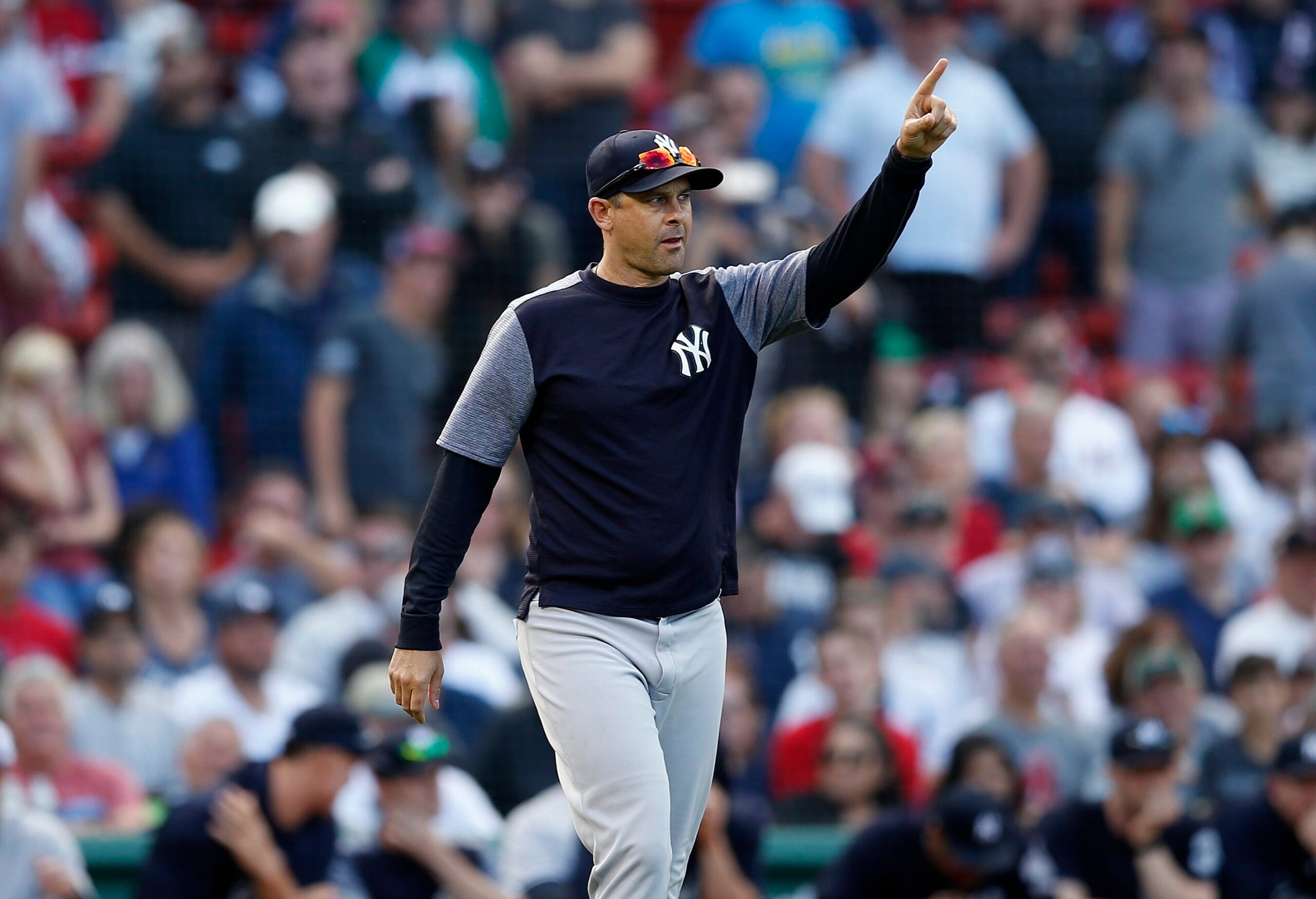 Aaron Boone gets a new view, win in spring training debut