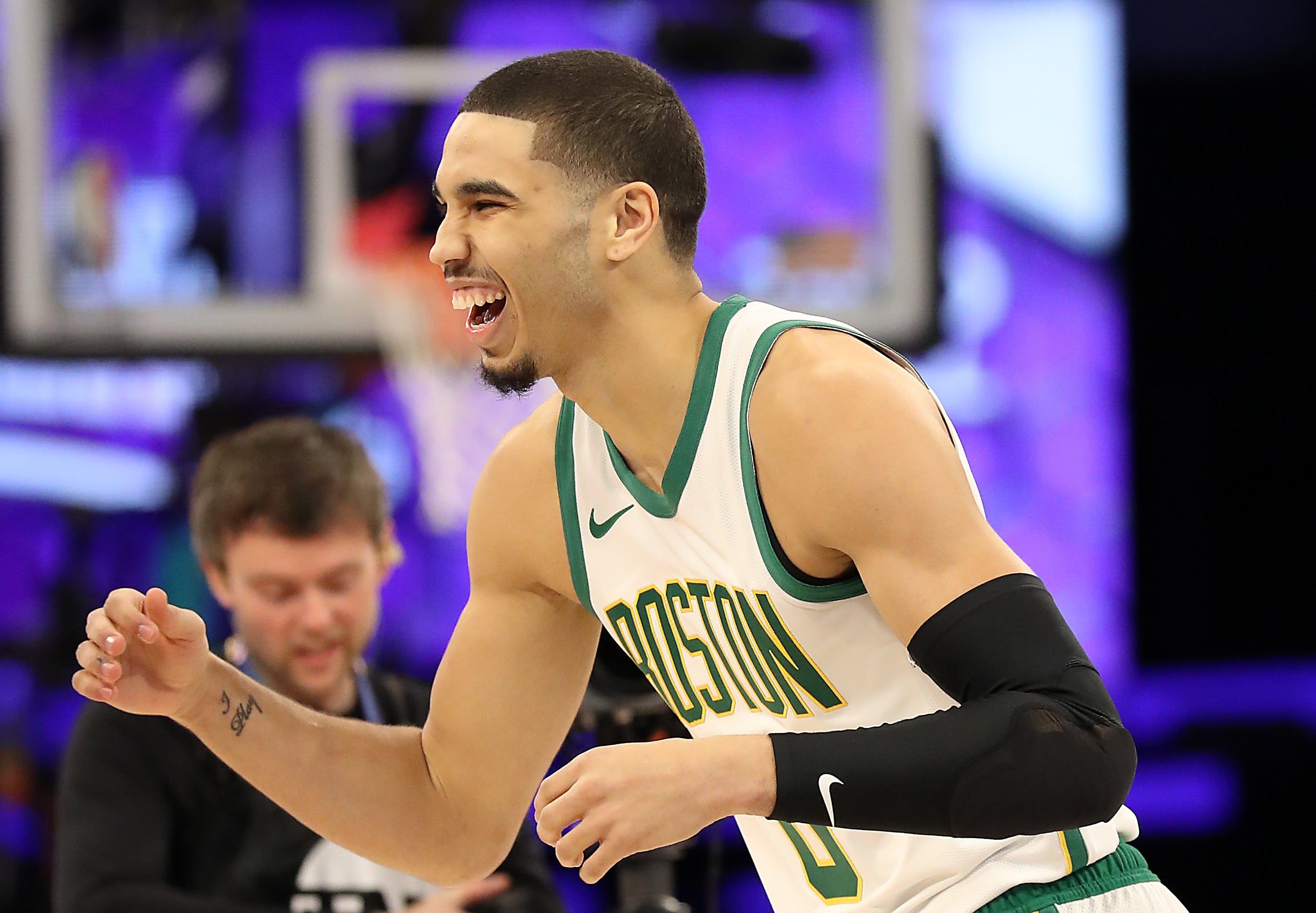 Half-court heave nets Jayson Tatum skills title