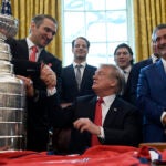 Donald Trump, Alex Ovechkin, John Carlson, T.J. Oshie, Ted Leonsis