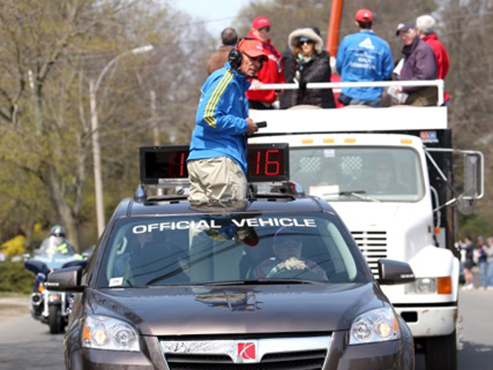 There are about 117 vehicles that escort runners in the Boston Marathon.  Meet the man who directs them all.