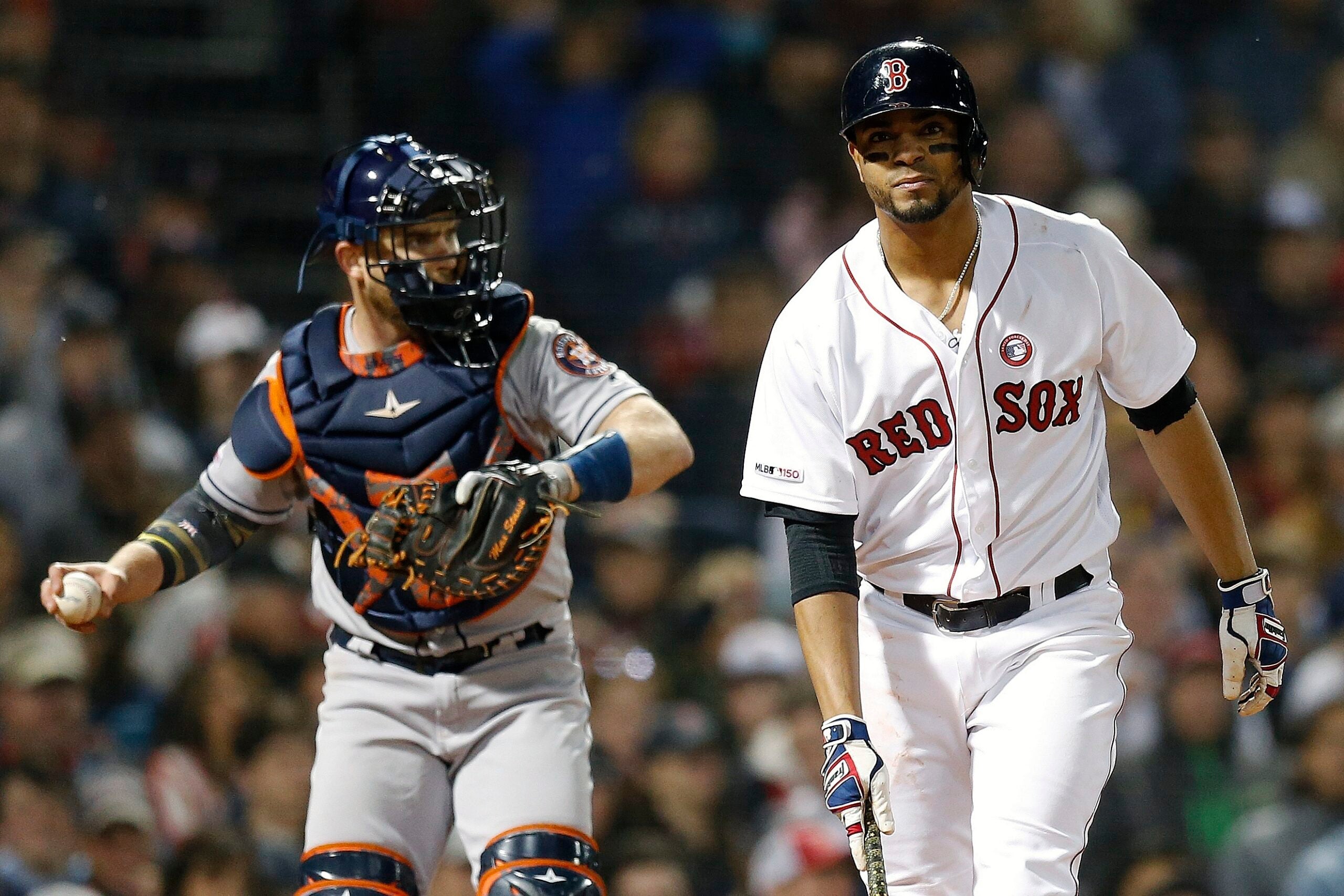 Former Houston Astro Jose Cruz and J.D. Martinez of the Houston