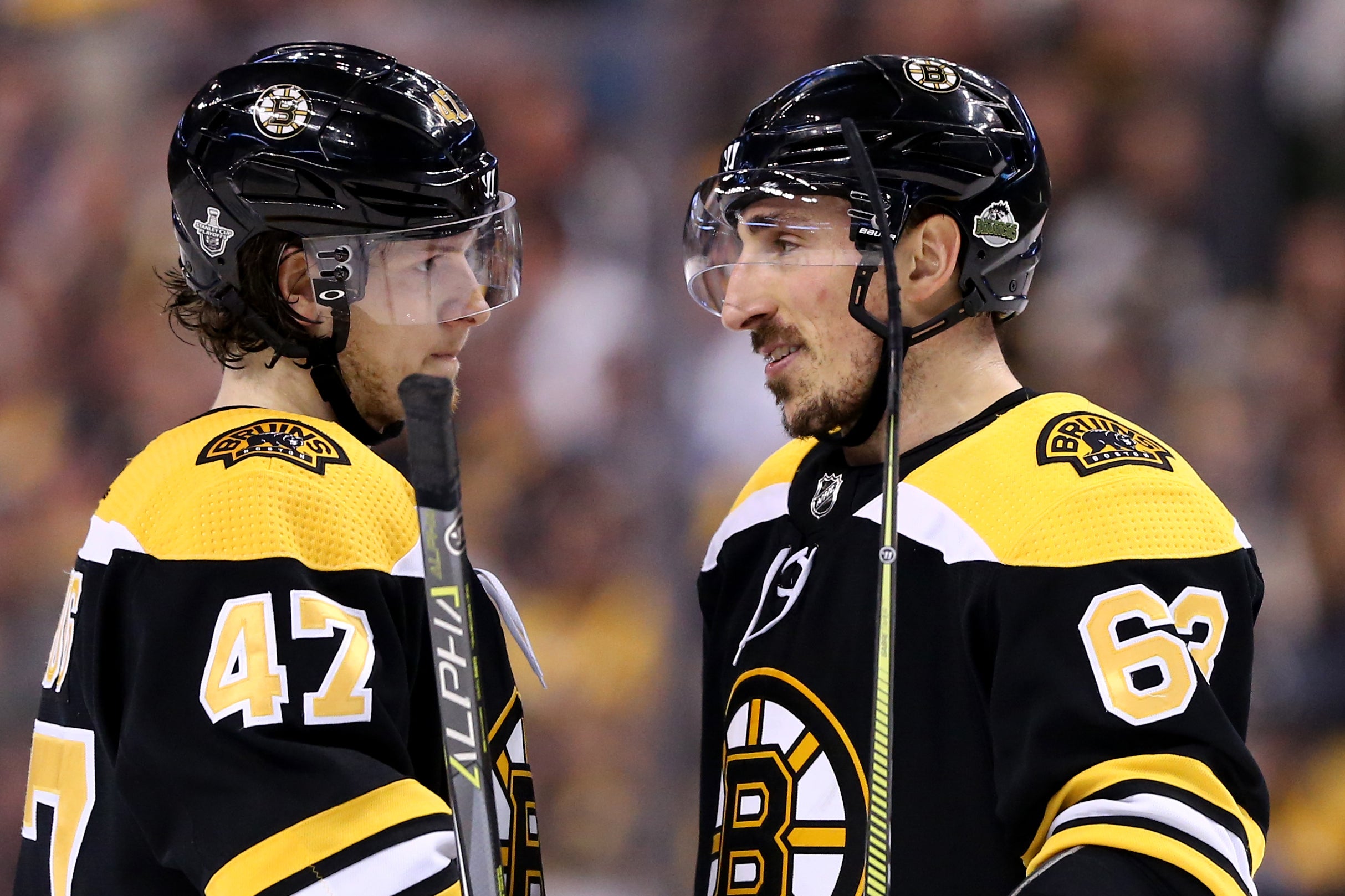 Bruins' Brad Marchand gives short interview after win - Sports