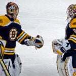Tuukka Rask Tim Thomas Boston Bruins