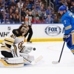 Tuukka Rask Patrick Maroon Bruins Blues NHL