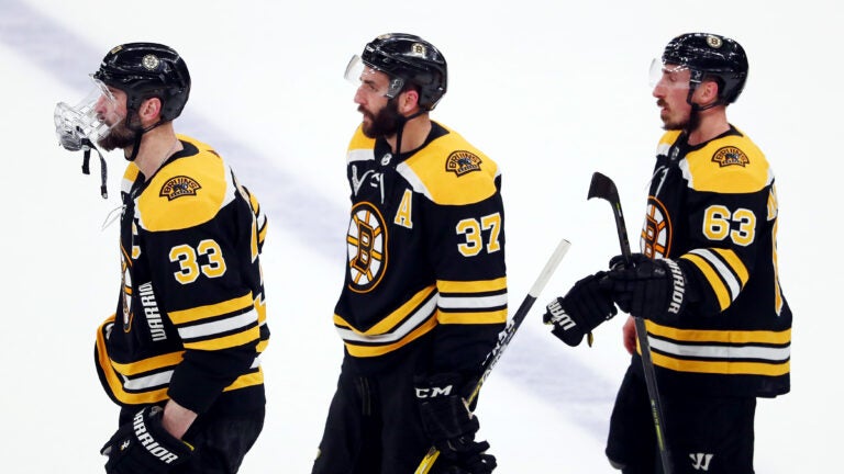 Zdeno Chara leads the Bruins' handshake line after Game 7.