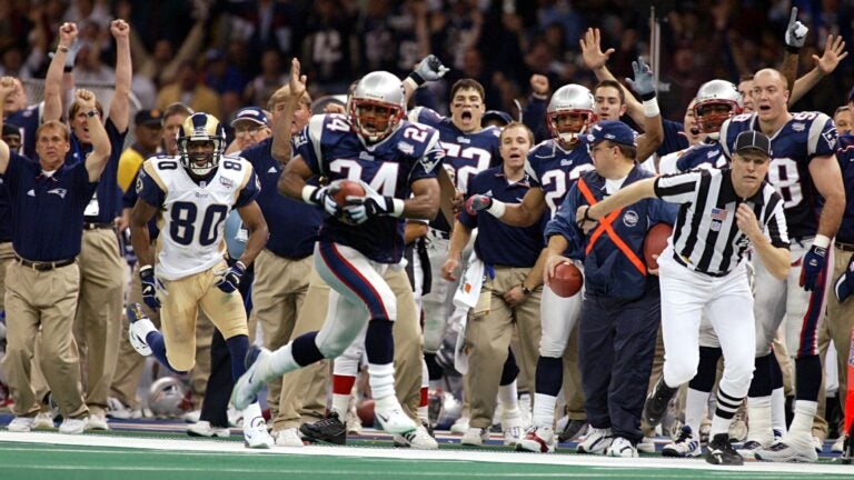 Ty Law Autograph Photo Super Bowl XXXVI Interception Spotlight