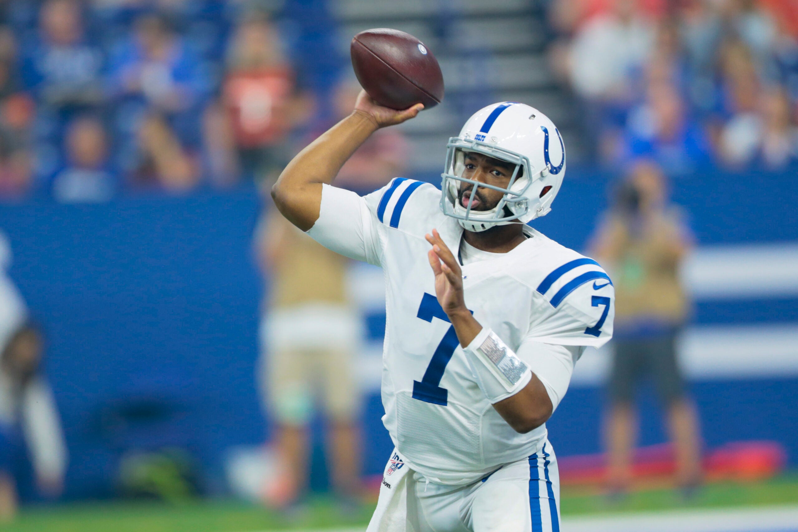 Dolphins quarterback Jacoby Brissett throws the ball during a