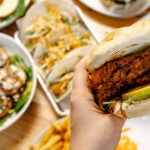 Nashville hot chicken sandwich at Six String Grill & Stage