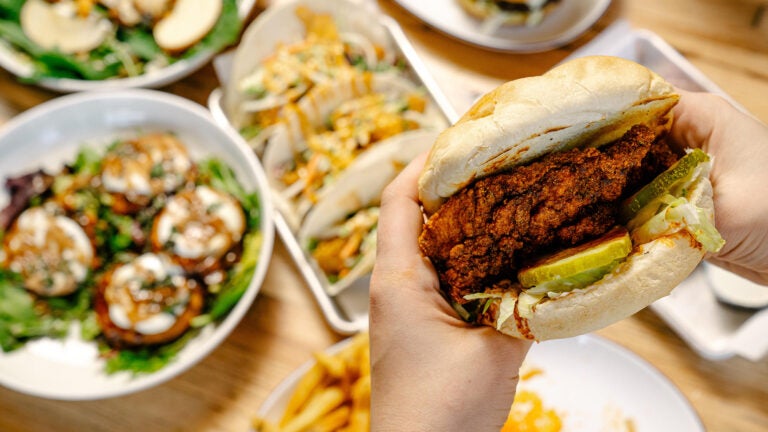 Nashville hot chicken sandwich at Six String Grill & Stage