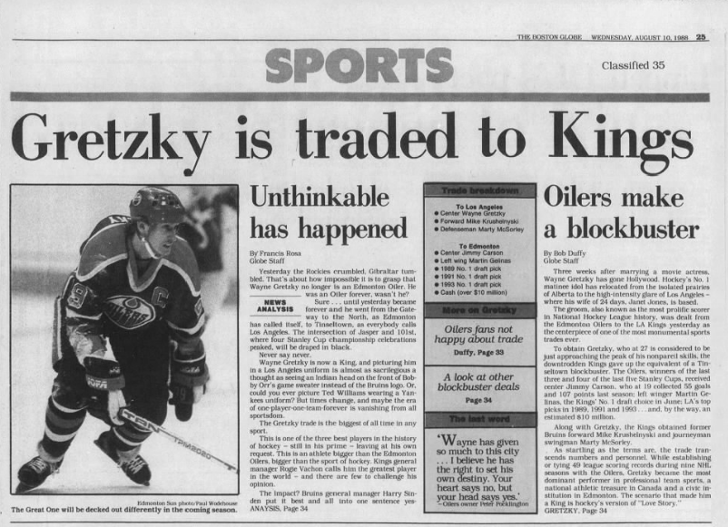 Wayne Gretzky Traded 1988