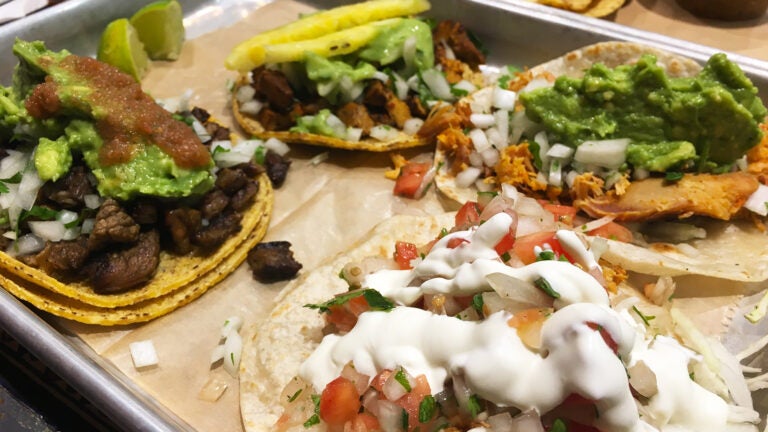 A selection of tacos at Taqueria el Barrio