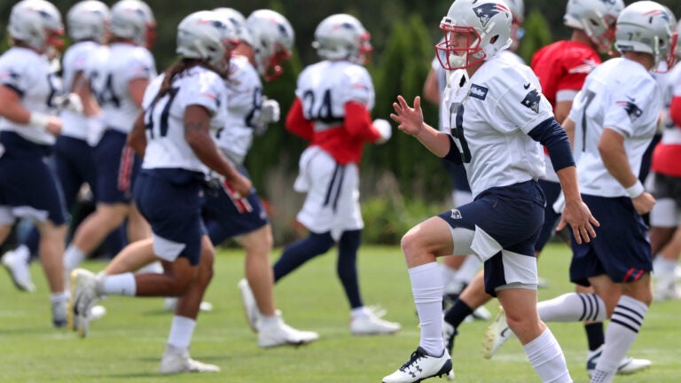 Wide receiver Gunner Olszewski of the New England Patriots runs the