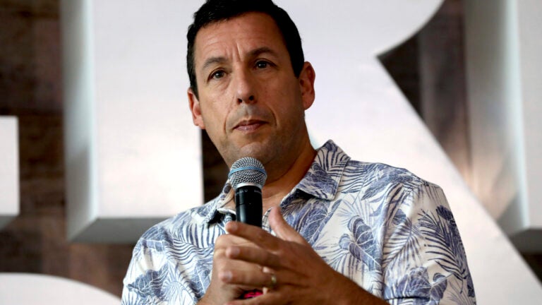 American actor Adam Sandler speaks during a press conference for the Netflix film 'Murder Mystery' in Mexico City, Thursday, June 13, 2019.