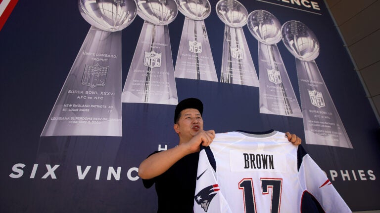 Antonio Brown's jersey for sale but not (yet) on display at