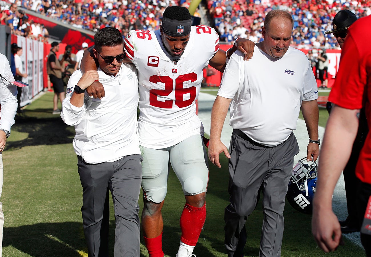 Saquon Barkley is limited for the 2nd straight New York Giants