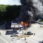 Smoke, flames seen for miles on Route 1 started in Saugus Walmart