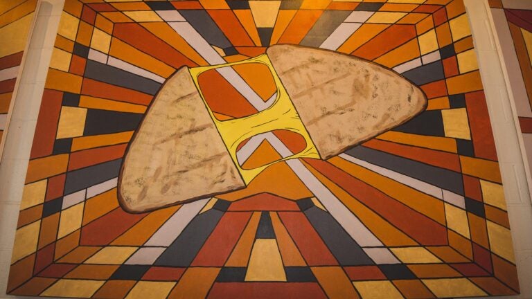 One of four murals on the wall at Brato Brewhouse + Kitchen