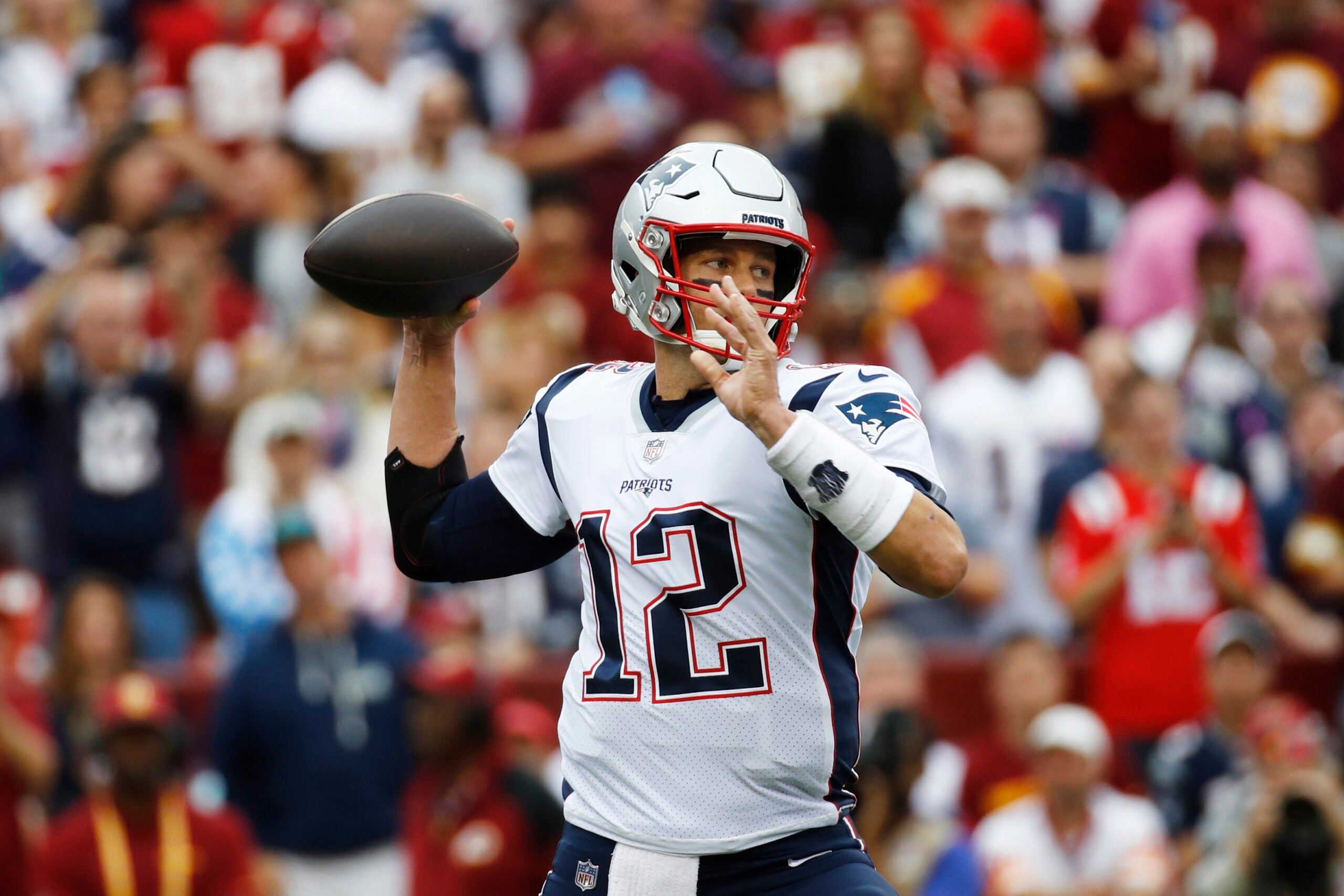 Why is the NFL decal missing from Tom Brady's helmet?