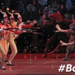 Dancers are pictured during the battle scene at a dress rehearsal of the Boston Ballet's Nutcracker held at the Boston Opera House. (Jim Davis/Globe Staff)
