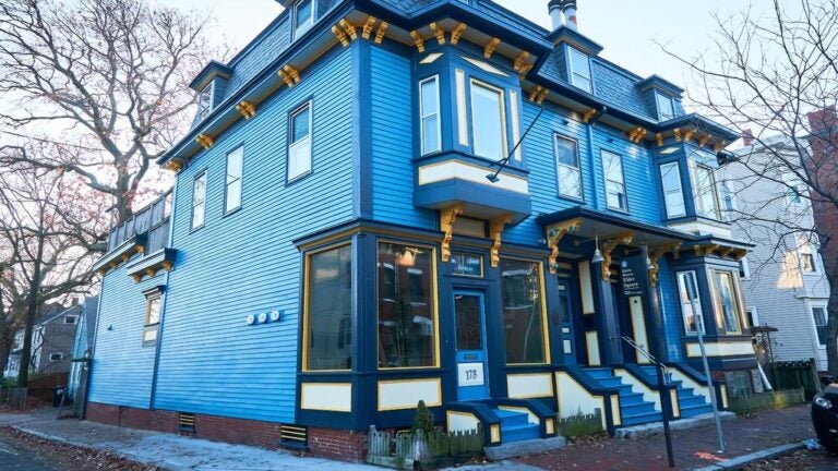 Just listed: A bright-blue Cambridge town house with lofts, ladders, and decks