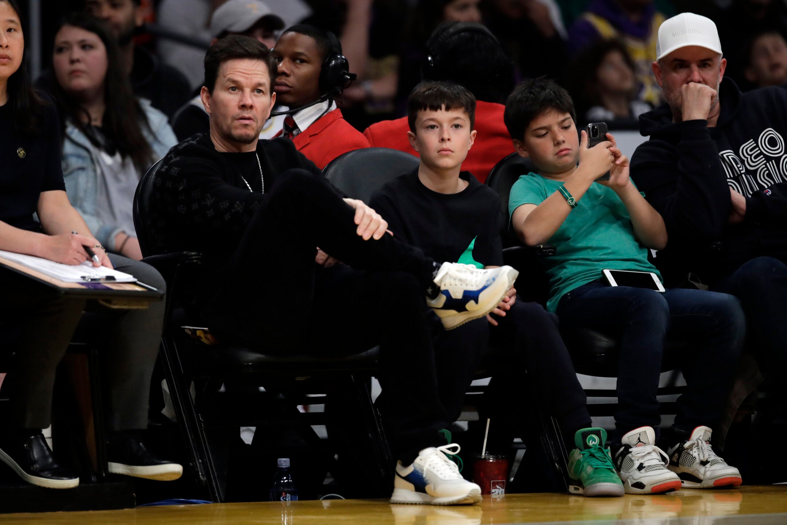Wahlburgers sneakers at Celtics game