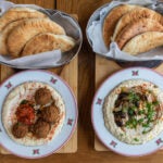 Souk and mushroom hummus bowls at Cafe Landwer