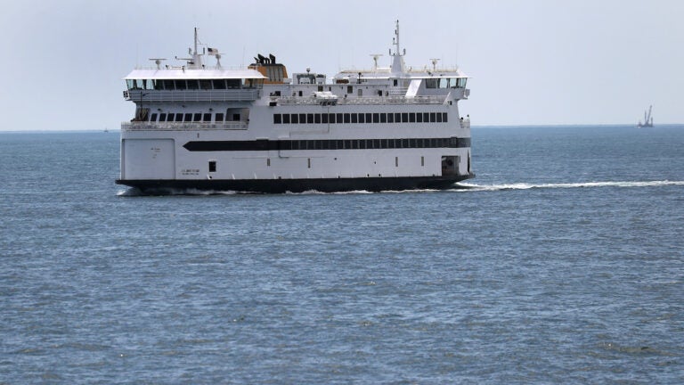 A Steamship Authority ferry from Woods Hole to Martha's Vineyard in May 2018.