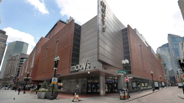 A man walks in Downtown Boston