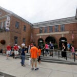 Fans outside the Baseball Hall of Fame