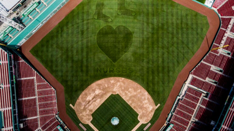 Photos: The Red Sox honored nurses with a message on Fenway's outfield