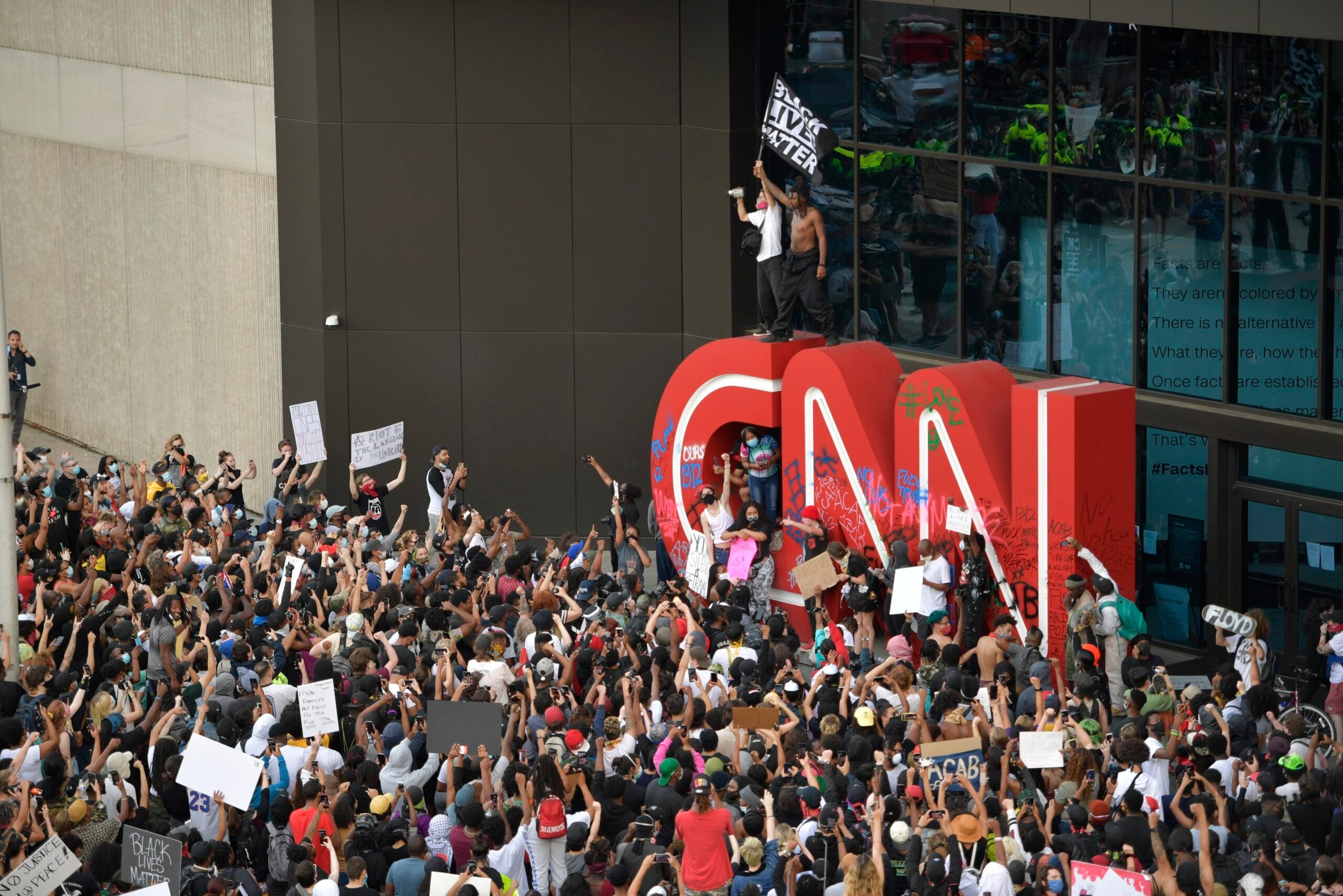 CNN headquarters was damaged during Atlanta protests against death of